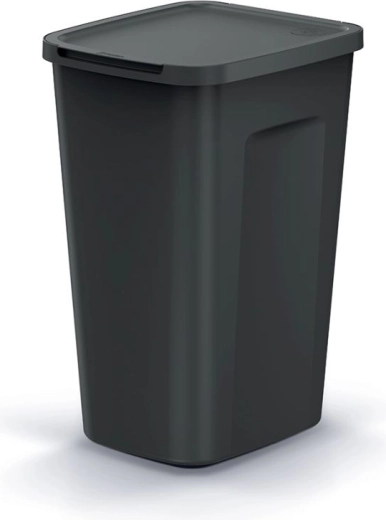 Atkritumu tvertne Compacta Q Flap Plus 50 l ar vāku “stay open” – pārstrādāta plastmasa, melna