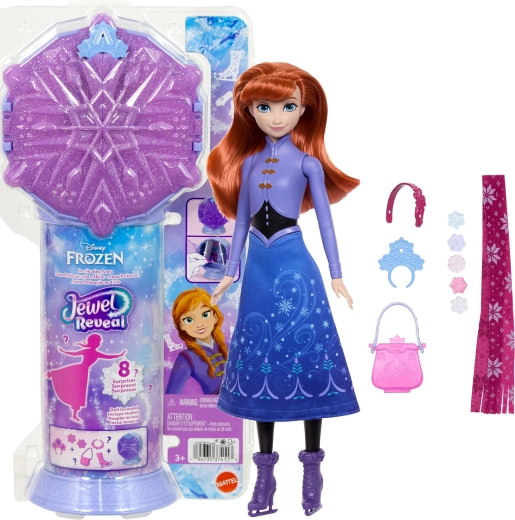 Mattel Disney Frozen Jewel Reveal lelle Anna uz slidām ar piederumiem