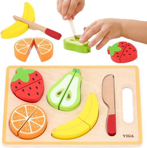 Viga koka Montessori augļu griešanas komplekts