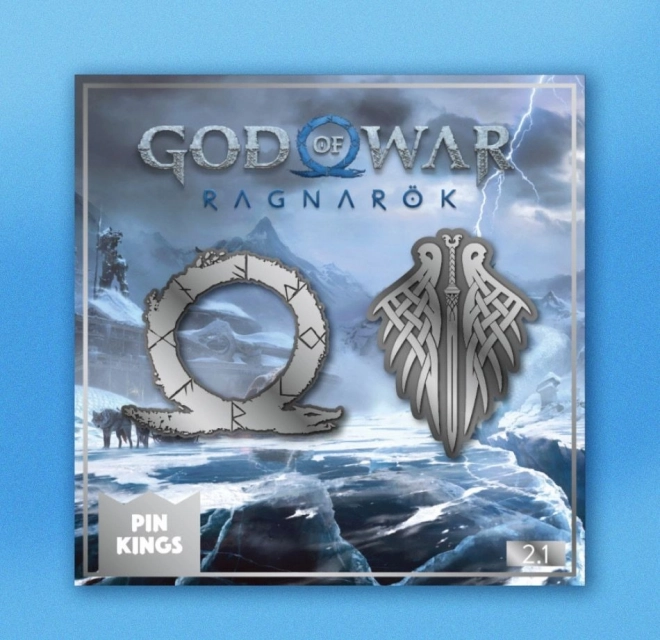 God of War Ragnarok nozīmītes – 2 metāla nozīmīšu komplekts