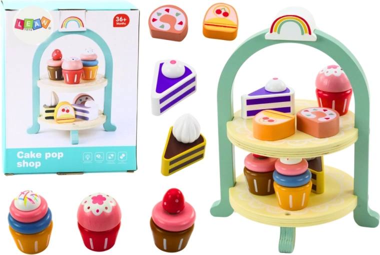 Sweet Cake Cupcake Set Wooden Stand