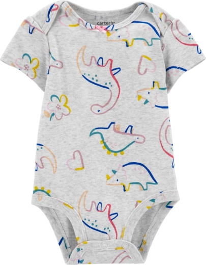 CARTER'S bērnu bodijs ar īsām piedurknēm Dino meitenei – 1 gab. – NB/ izm. S 56