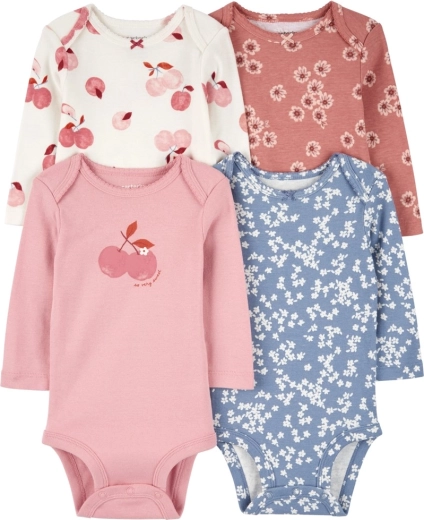 Carter’s zīdaiņu bodiji ar garām piedurknēm Pink/Blue Floral, 4 gab., izm. 56 (NB)