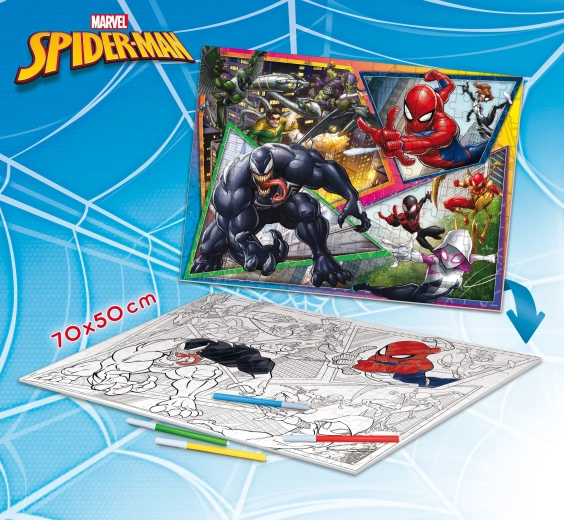 Divpusēja maxi puzle Spiderman 70 × 50 cm, 150 gab.