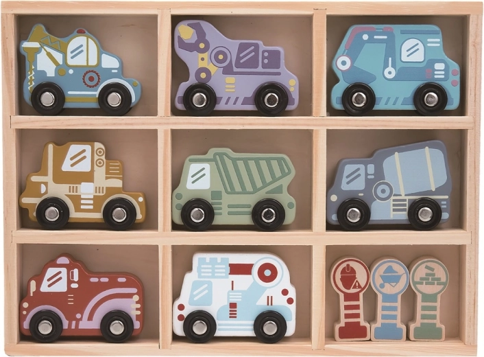 Koka automašīnīšu komplekts ar plauktiņu 2Kids Toys