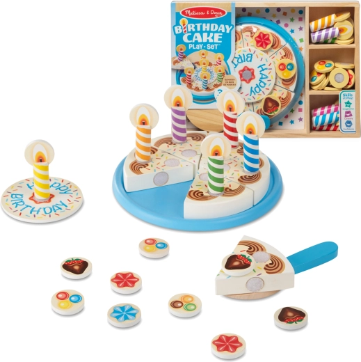 Koka dzimšanas dienas kūka griešanai ar piederumiem 34 gab. MELISSA & DOUG