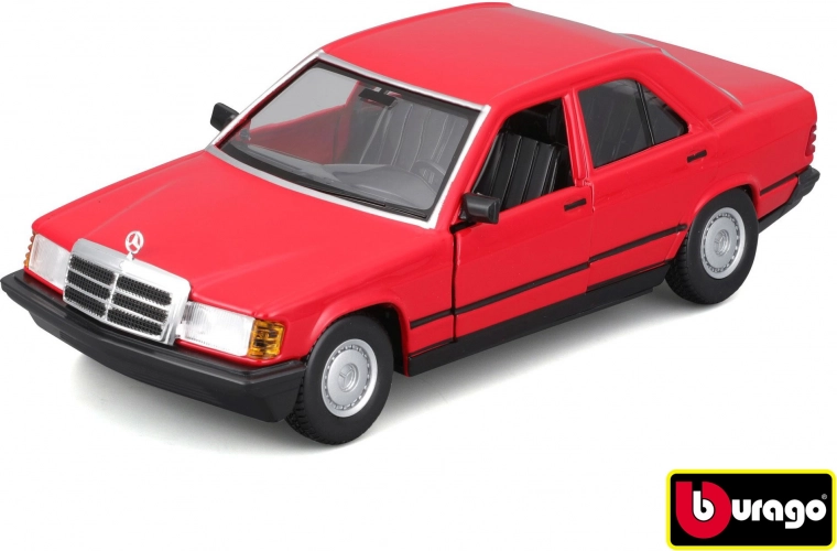 Bburago 1:24 Plus 1987 Mercedes-Benz 190E sarkans metāla auto modelis
