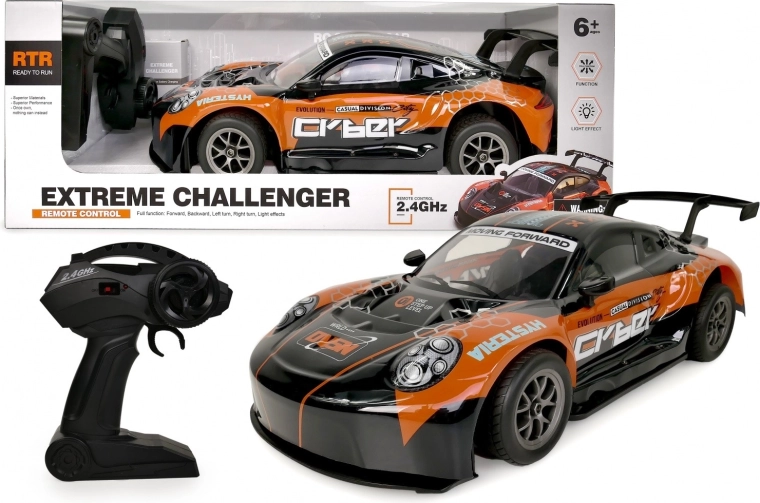 Oranžs RC auto 1:8 ar apgaismotu virsbūvi 2,4 GHz