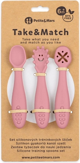 Petite&Mars silikona treniņkarotes Take&Match dusty rose 3 gab. 6m+