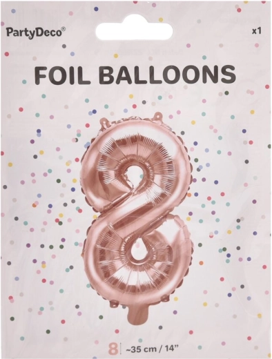 Foil balloon number 8, pearl pink, 35 cm