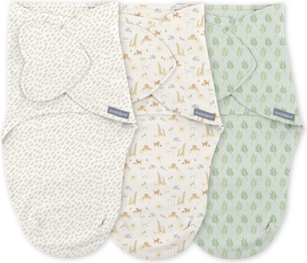 Ingenuity SwaddleMe Cotton Swaddle Wrap, 1 TOG, Safari, 3 pcs