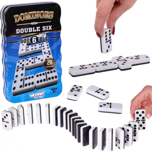 Woopie klasiskie domino – 28 kauliņi metāla kārbiņā