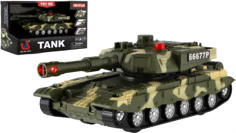 Plastic tank 20 cm with pull-back action, light and sound