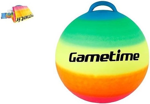 Hopping ball 55 cm, rainbow, with handle
