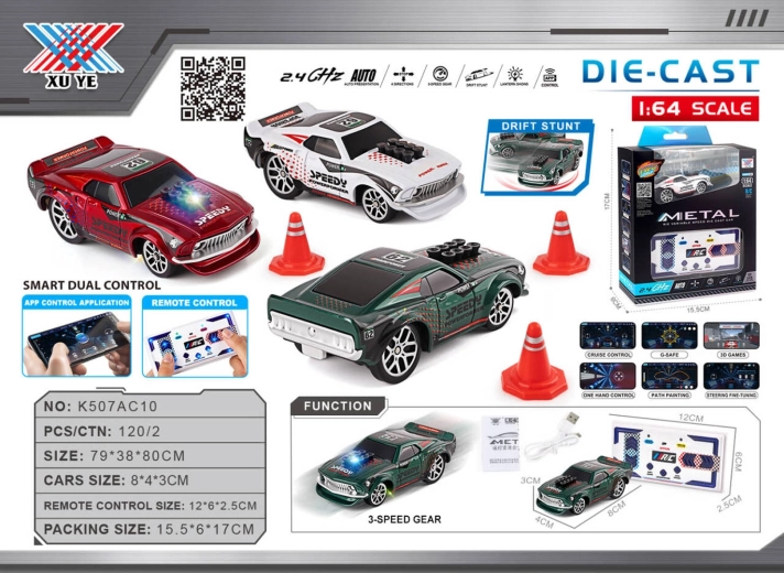 Drifta RC auto 1:64 Speedy ar piederumiem – 1 gab.
