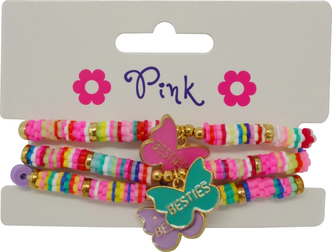 Girls' bracelets with a metal butterfly, set of 3