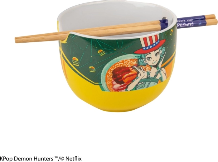 K-pop Demon Hunters ramen bļoda ar irbulīšiem – Zoey Hamburger