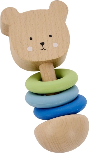 Jabadabado wooden bear rattle with silicone rings