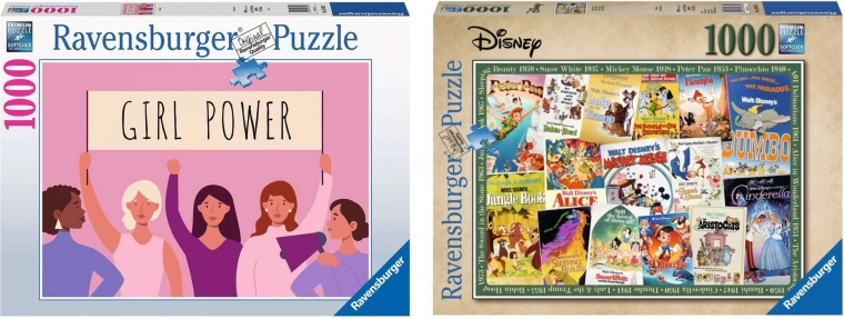 Ravensburger set of 2× 1000-piece puzzles – Disney Vintage Movie Posters and Girl Power