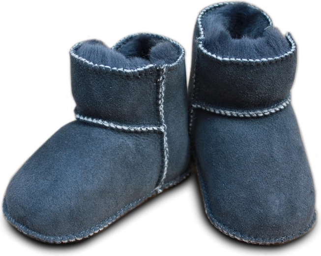 Eisbärchen sheepskin booties with Velcro fastening anthracite 20/21