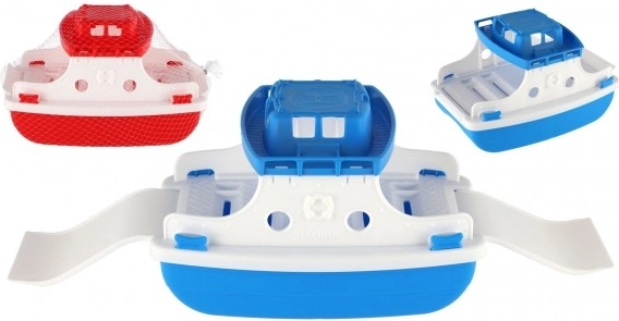 Boat/Ferry for water plastic 2 colors in net 17x26x16cm