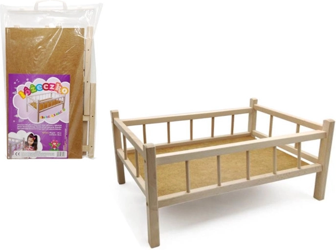 Wooden crib for dolls and teddy bears