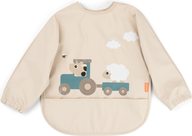 Done by Deer priekšautiņš ar piedurknēm un kabatu Tiny farm smilšu krāsā