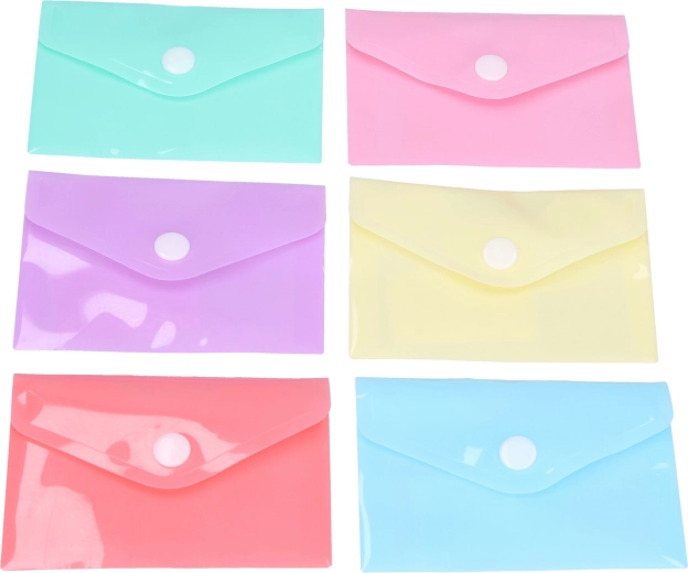 Snap-button folder 10.5 × 7.5 cm – pastel color mix