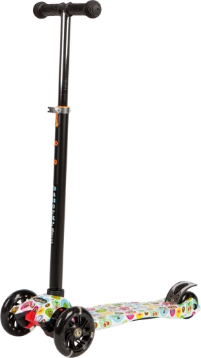 Colorful foldable three-wheel children's balance scooter with glowing LED wheels