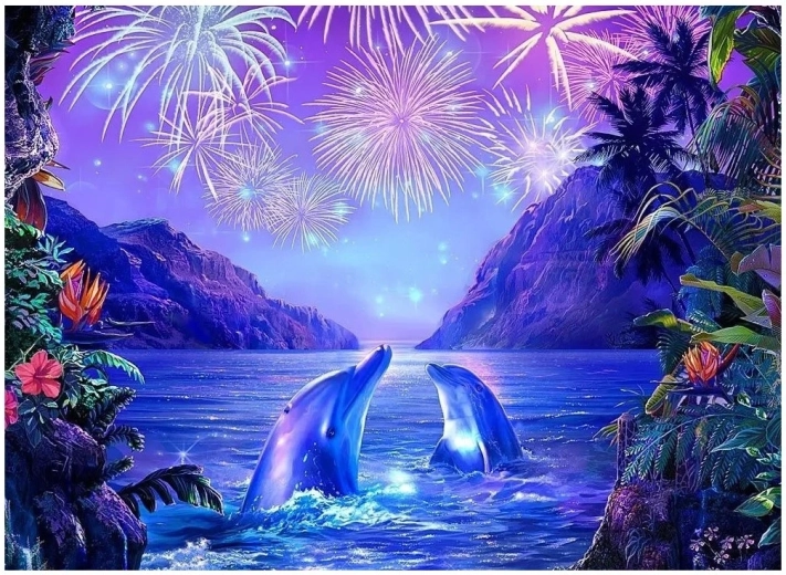 Diamond Painting – Dolphins 30 × 40 cm