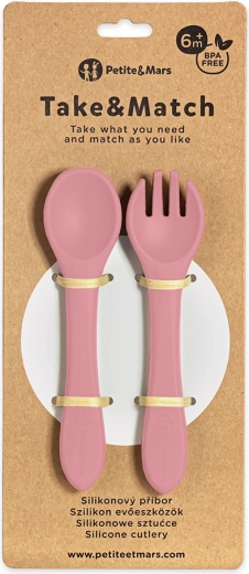 Petite&Mars silicone cutlery take&match dusty rose 6m+
