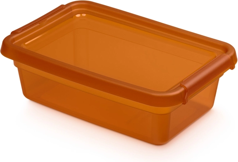Basestore storage box with lid and clips, amber 3 L (19 × 28 × 9 cm)