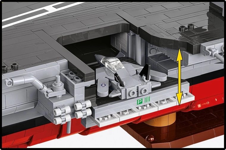 Functional details: elevators and lift-up deck sections