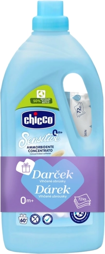 Chicco Baby Sensitive Sweet Talcum concentrated fabric softener with wet wipes