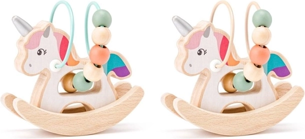 WOODY wooden rocking unicorn with bead maze - 1 piece