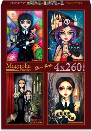 Magnolia puzles komplekts Laimīgs Helovīns – 4×260 detaļas