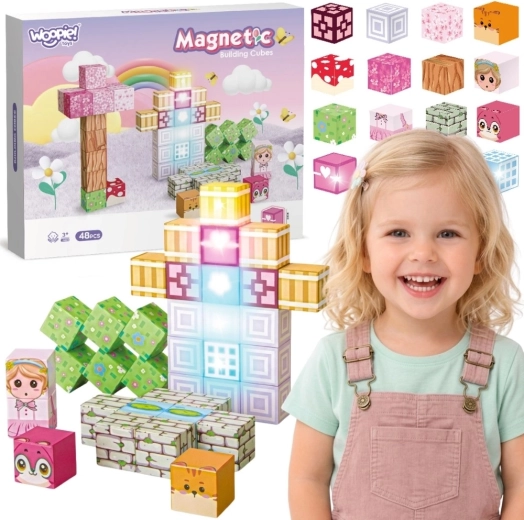 Woopie magnētiskie būvklucīši 48 gab. Montessori 3D