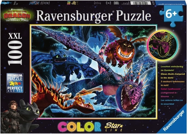 spīdoša puzle Kā pieradināt pūķi 3 XXL 100 gabali – Ravensburger