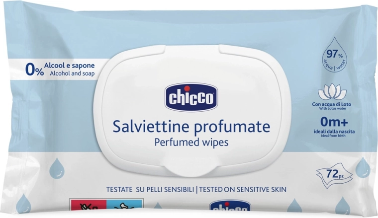 Chicco bērnu mitrās salvetes ar maigu aromātu, 72 gab.