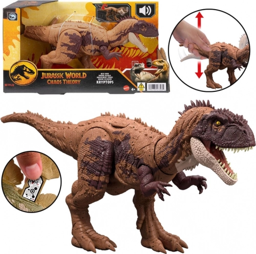 Dinozaura figūriņa Kryptops no Jurassic World ar mežonīgu rēkšanu un kustīgām daļām
