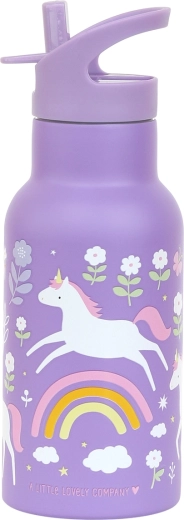 A Little Lovely Company - Stainless Steel Bottle 350 ml - Unicorns and Rainbow