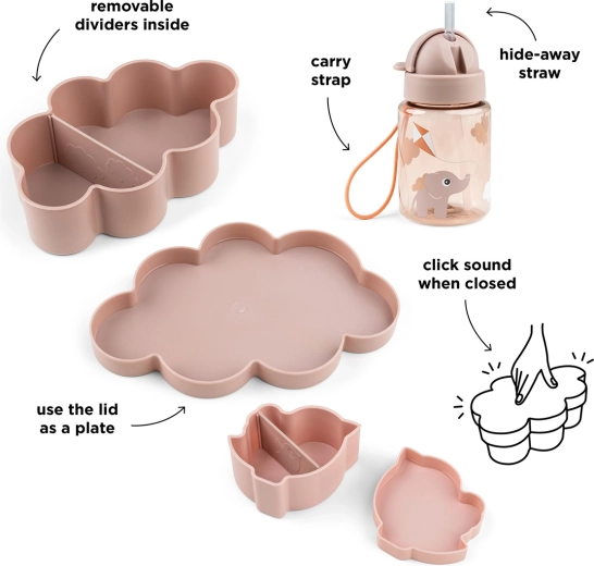Done by Deer snack set with bottle and straw Playground pink