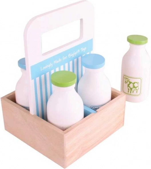 Koka piena komplekts pārnēsājamā kastītē Bigjigs Toys