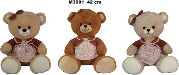 Plīša lācītis kleitā 42 cm – 1 gab.