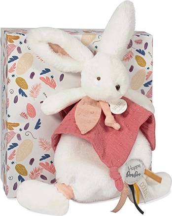Doudou gift set – plush bunny with comfort blankie 25 cm dusty pink