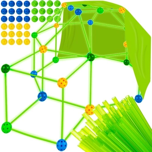 Fluorescent construction rods with connectors and tent tarp Kruzzel