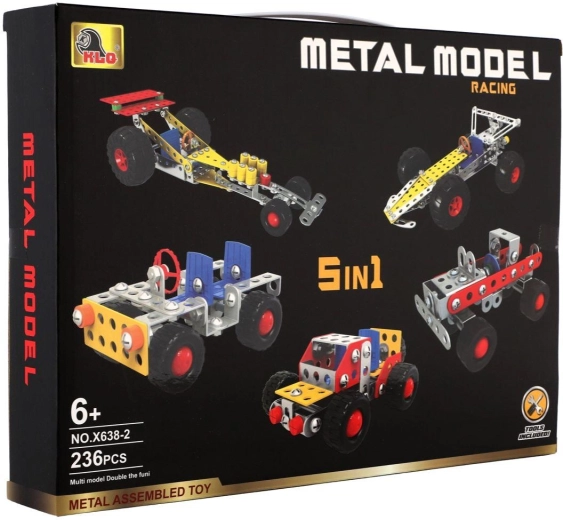 Metal Construction Set 5-in-1 – Cars, 236 Pieces