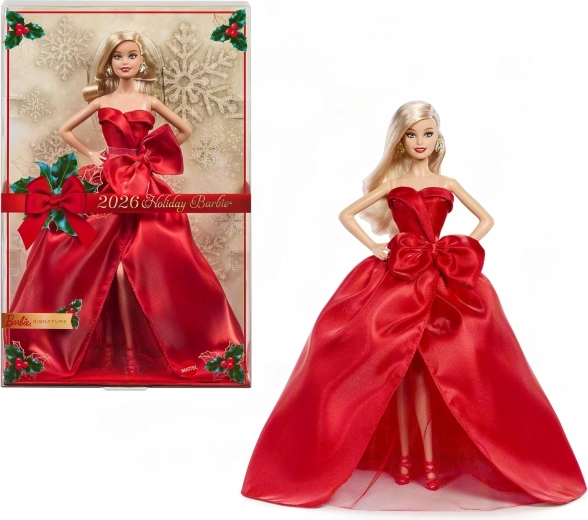 Svētku kolekcionējamā lelle Barbie Signature 2026 blondīne sarkanā kleitā