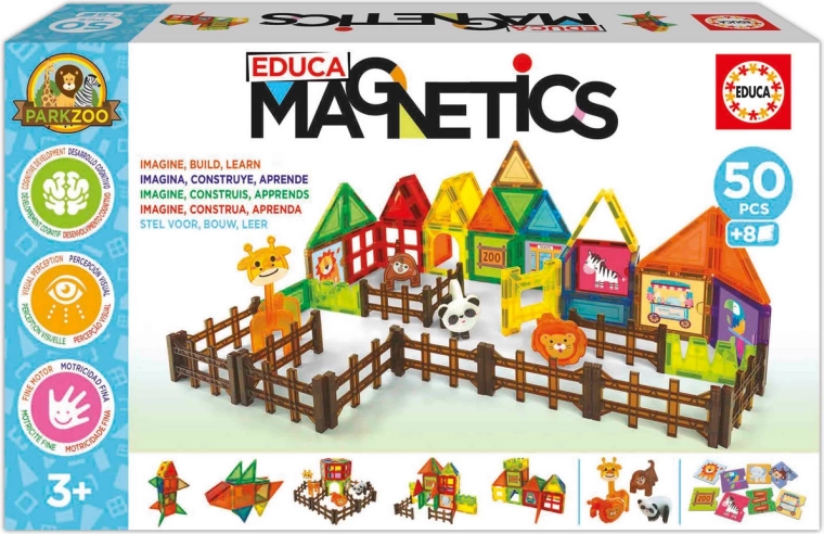EDUCA Magnetics Zoo Park magnētiskais konstruktors, 50 detaļas