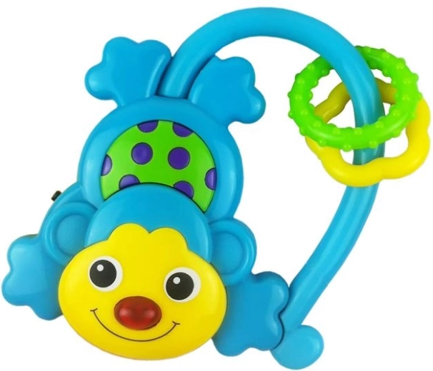 Bērnu grabulītis ar skaņu Baby Mix pērtiķītis, zils